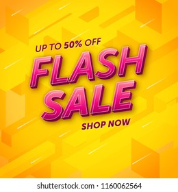 Flash sale template design - catchy bright typography on yellow background