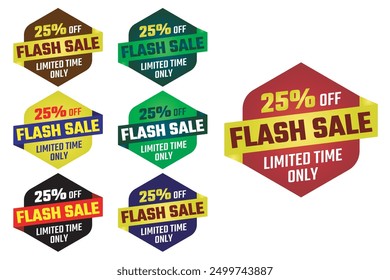 Flash sale template. Price, promotion, discount, offer and sales tags vector collection.