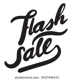 Flash Sale Text Banner isolated on transparent background. Hand drawn vector art.