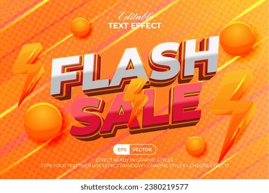Flash Sale Text Effect 3D Style. Editable Text Effect For Promotion Banner, Poster, Flyer or Social Media.