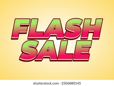Flash sale. Text effect design in 3D style for digital or pint promotion