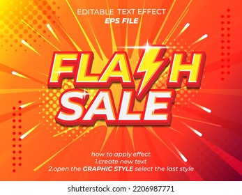 flash sale text effect, font editable, typography, 3d text. vector template