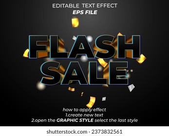 Flash-Sale-Text-Effekt, Schriftart editierbar, Typografie, 3D-Text. Vektorvorlage