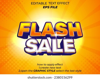 flash sale text effect, font editable, typography, 3d text. vector template