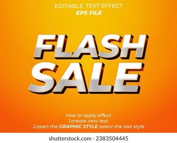 efecto de texto de venta de flash, modificable fuente, tipografía, texto 3d. plantilla de vector