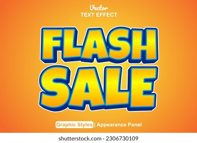 flash sale text effect with orange graphic style and editable.