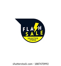 Flash sale text with lightning icon in circle frame isolated on dark background represents spectacular and elegant promotion of a sale