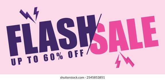 Flash Sale Text Slice with Purple Pink Color
