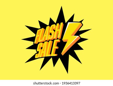 Flash sale with thunder on yellow background. Flash Sale banner template design.