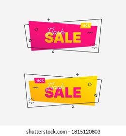 Flash Sale trendy geometric set banner design template with flat style shape for promotion. Mega sale special offer. Vector illustration