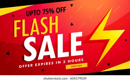 flash sale vector advertising banner for discount and offers