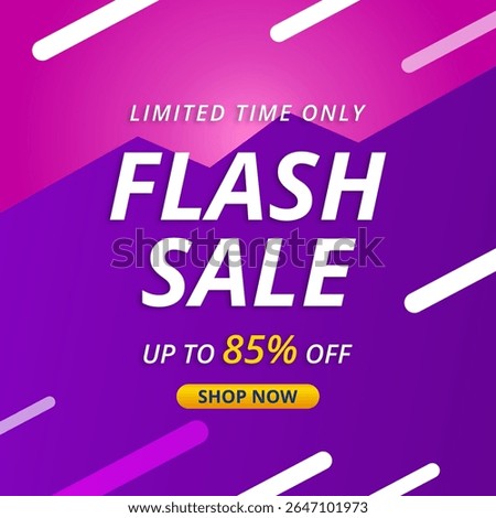 Flash Sale Vector background with up to 85% off. Limited Time Only. Vector illustration. Shop Now. Flash Sale Banner.