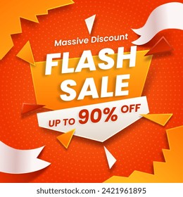 Flash Sale vector colorful background with up to 90% off. Massive Discount. Shop Now.