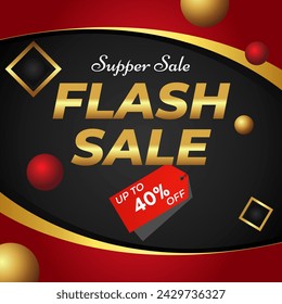 Flash Sale Vector with discount tag up to 40% off. Super Sale. Vector illustration.