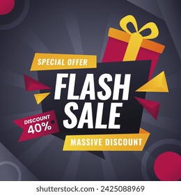 Flash Sale Vector with gift box design background with discount up to 40%. Special Offer. Vector illustration. Massive Discount. svg