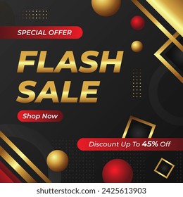 Vector de venta Flash con fondo de diseño de caja de regalo con descuento de hasta 45%. Oferta especial. Ilustración vectorial.