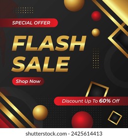 Vector de venta Flash con fondo de diseño de caja de regalo con descuento de hasta el 60%. Oferta especial. Ilustración vectorial.