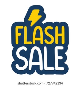 Flash sale. Vector hand drawn sticker, label, badge illustration on white background. 