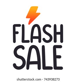 Flash sale. Vector hand drawn icon, badge illustration on white background.