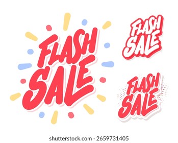 Flash Sale Vektor handgeschriebene Typografie. Eine Reihe von drei Gestaltungsoptionen.