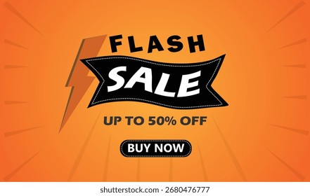 Vetor de venda de flash - Design de raio com até 50% de desconto e compre agora
