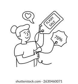 Flash sale vector outline illustrations. EPS 10 file