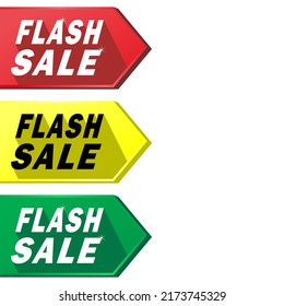 Flash sale vector with red, yellow and green. Isolated on white background