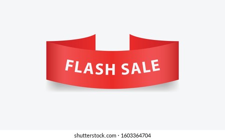 Flash Sale Vector Sticker, Tag, Banner, Label, Sign Or Ribbon Realistic Red Origami Style Vector Paper Ribbon For Web Banner Or Print Poster