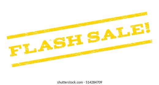 Flash Sale! watermark stamp. Text caption between parallel lines with grunge design style. Rubber seal stamp with unclean texture. Vector yellow color ink imprint on a white background.