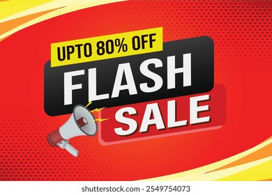 flash sale word mega phone concept vector illustration and 3d style, landing page, template, ui, web, mobile app, poster, banner, flyer, background, gift card, coupon, label, wallpaper

