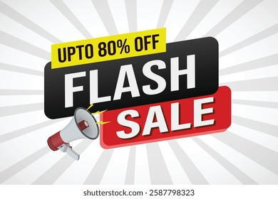 flash sale word mega phone concept vector illustration and 3d style, landing page, template, ui, web, mobile app, poster, banner, flyer, background, gift card, coupon, label, wallpaper

