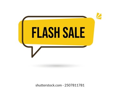 Flash Sale Yellow Speech Bubble Background with drop shadow Icon. Banner for business, marketing. Banner design vector illustration. Vector Illustration EPS10. 