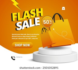 Flash sales up to 50% banner, poster