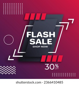 Flash Sales banner template design for social media and website. Special Offer Flash Sale campaign. Realistic 3d Flash Sale Background. Flash Sale Shopping Poster or banner with discount up to 30%.