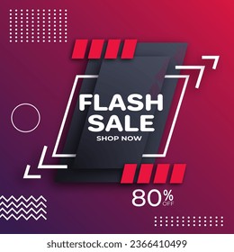 Flash Sales Banner Template Design für soziale Medien und Website. Special Offer Flash Sale Kampagne. Realistischer 3D-Flash-Verkaufshintergrund. Flash Sale Shopping Poster oder Banner mit Rabatt bis zu 80%.