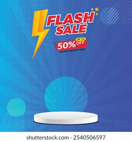 Flash Sales banner template design for social media with podium. Super Sale Banner with podium.
Flash sale product display template. Flash sale 70% off. product display banner. 50% off. 60% off.
