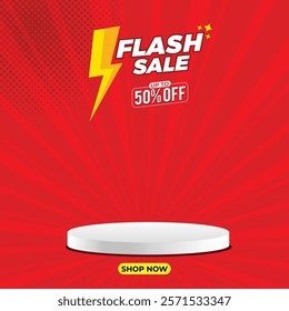 Flash Sales banner template design for social media with podium. Super Sale Banner with podium.
Flash sale product display template. Flash sale 70% off. product display banner. 50% off. 60% off.