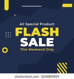 Flash Sales banner template design for social media and website ads. All Special Product. Realistic 3d Flash Sale Background. Flash Sale Shopping Poster or banner. This Weekend Only. Vector.