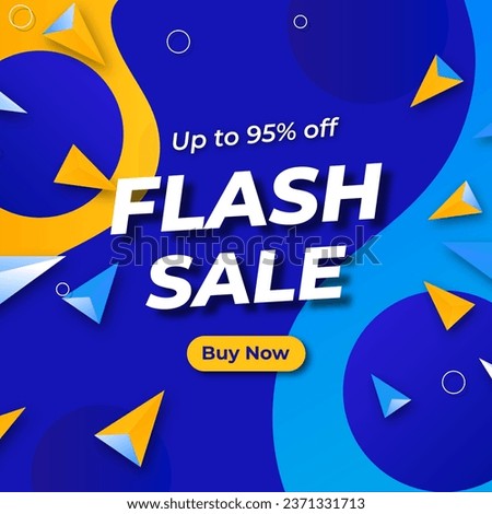 Flash Sales banner template design for social media and website. Special Offer Flash Sale campaign. Flash Sale Shopping Poster or banner with discount up to 95%. Buy Now Button