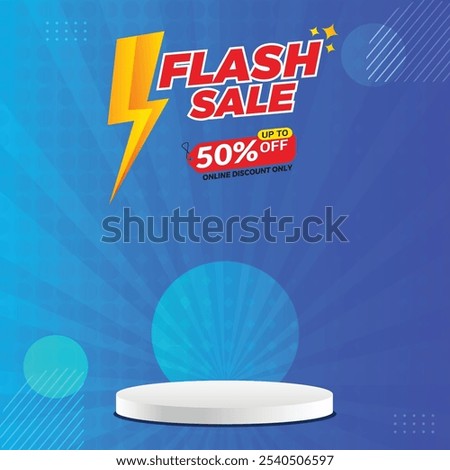 Flash Sales banner template design for social media with podium. Super Sale Banner with podium.
Flash sale product display template. Flash sale 70% off. product display banner. 50% off. 60% off.