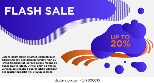 flash sales banners with the concept of liquid cellular and modern dynamic ribbon. For the sale of banner design templates, Flash arranges special offers and discounts on banner sales.