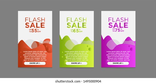 flash sales banners with the concept of liquid cellular and modern dynamic ribbon. For the sale of banner design templates, Flash arranges special offers and discounts on banner sales.