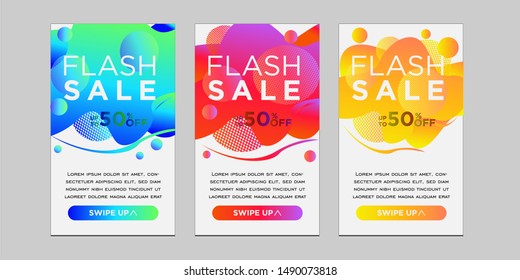 flash sales banners with modern dynamic liquid cellular concepts. For sale banner design templates, Flash set special offers and discounted banner sales. design templates with editable text.