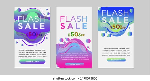 flash sales banners with modern dynamic liquid cellular concepts. For sale banner design templates, Flash set special offers and discounted banner sales. design templates with editable text.