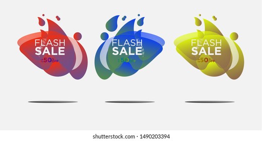 flash sales banners with modern dynamic liquid cellular concepts. For sale banner design templates, Flash set special offers and discounted banner sales. design templates with editable text.