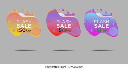 flash sales banners with modern dynamic liquid cellular concepts. For sale banner design templates, Flash set special offers and discounted banner sales. design templates with editable text.