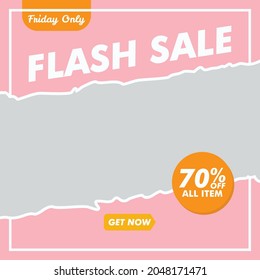 Flash sales square banner promotion social media post template Premium  vector editable