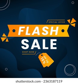 Flash Sales template design for social media and website. Special Offer Flash Sale campaign. Flash Sale Shopping Poster or banner with discount up to 15%. up to 15% discount.