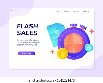 Flash Sales Website Landing Page Vector Design Illustration Template