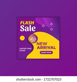 Flash sell social media banner, Modern square banner template vector, Promotional social media banner.